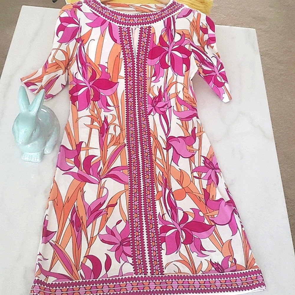 Maggy London vintage mod colorful midi dress w keyhole